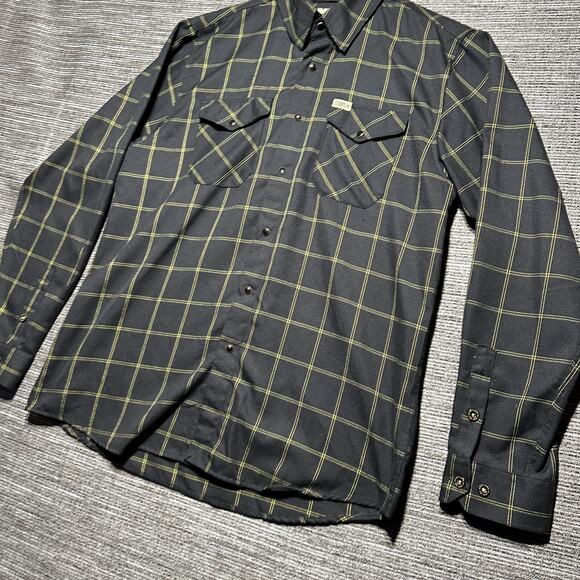 Dixxon Flannel Shirt Men's L Black Yellow Long Sleeve Button Up Stay Gold - Picture 5 of 13